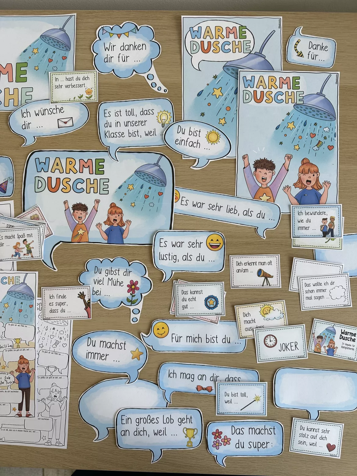 Bild in der Beschreibung des Unterrichtsmaterials Warme Dusche - Sprechblasen + Satzanfänge / Grundschule Wertschätzung von Doodleteacher #2