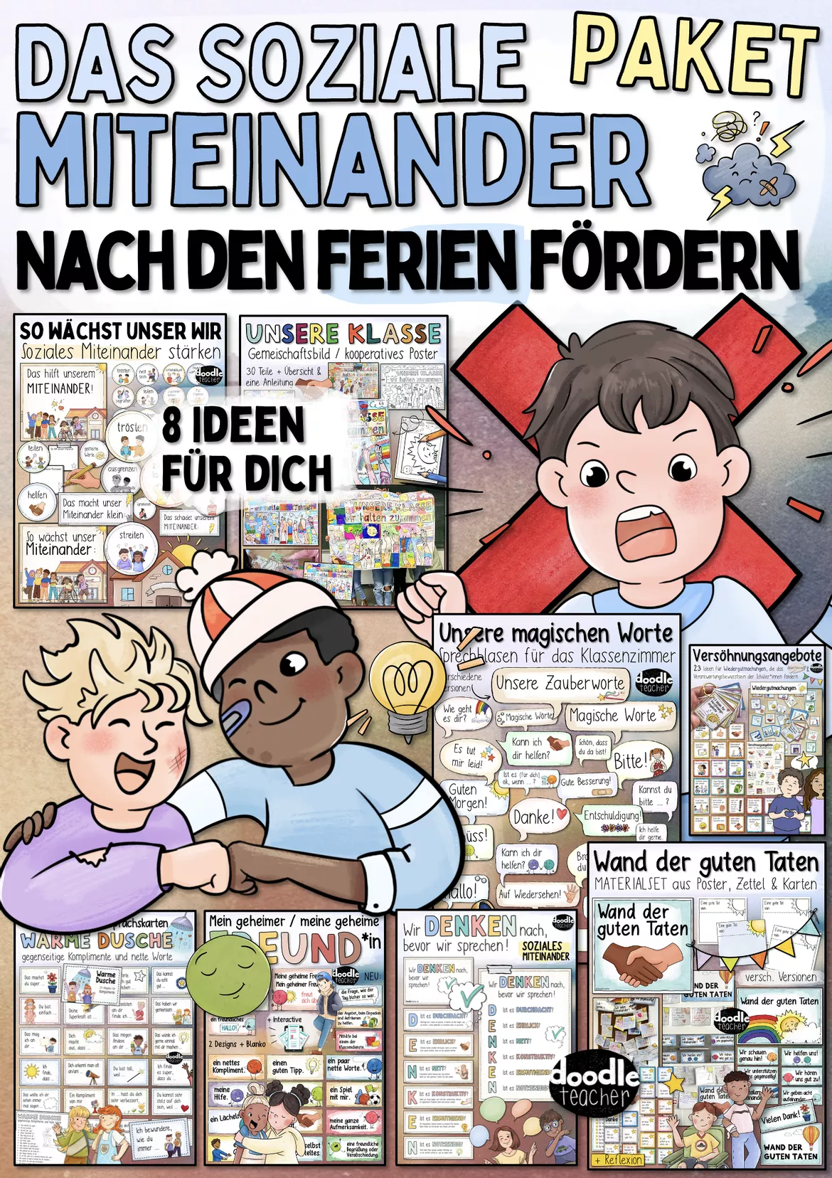 Bild in der Beschreibung des Unterrichtsmaterials Soziales Lernen Grundschule - Nach den Ferien: Miteinander stärken - PAKET / SOS-Klassenzimmer von Doodleteacher #1