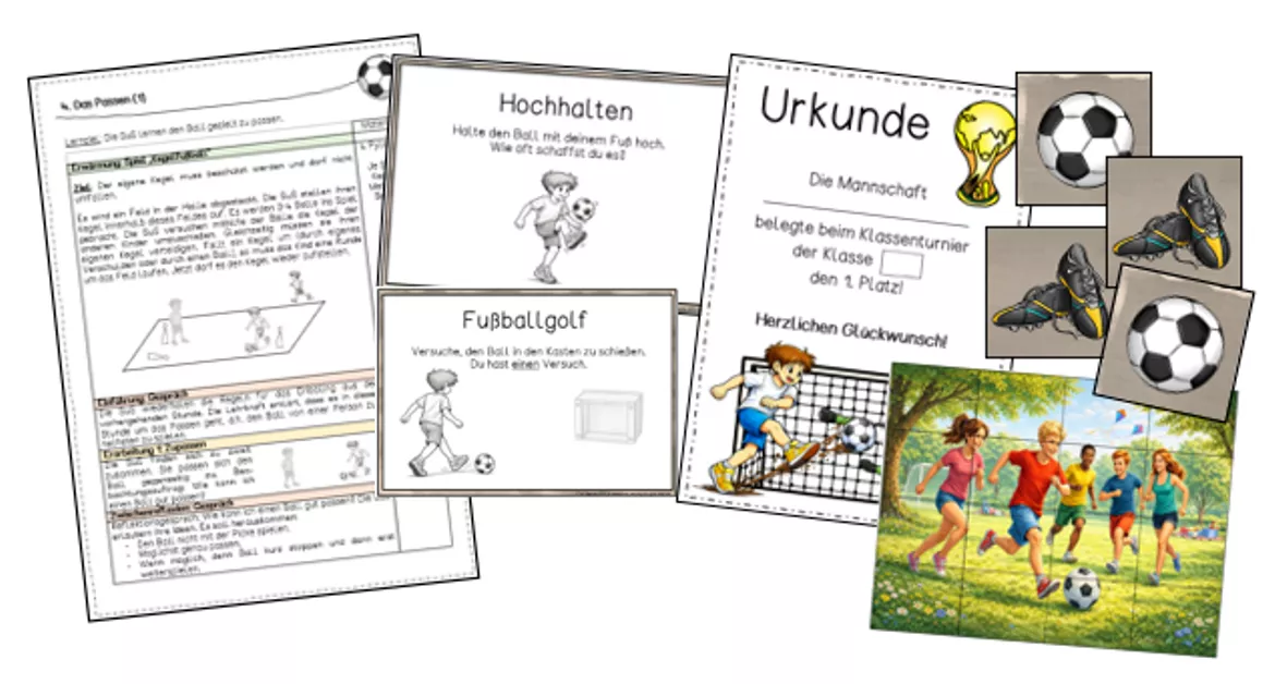Bild in der Beschreibung des Unterrichtsmaterials Fußball in der Grundschule - Klasse 2-4 (Sportunterricht) von Frau Espunkt #1
