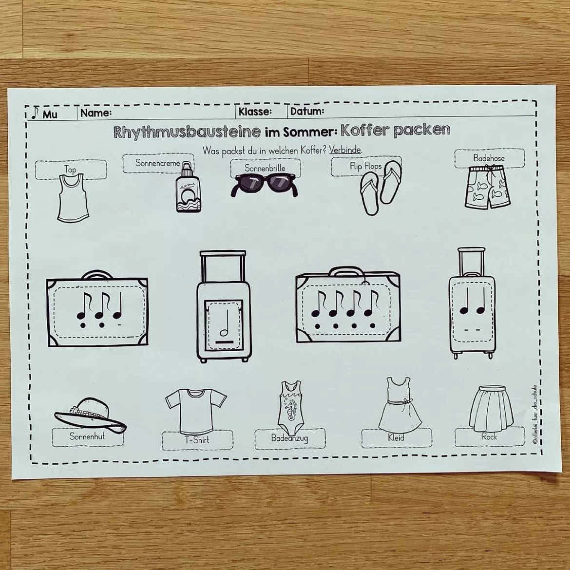 Bild in der Beschreibung des Unterrichtsmaterials Rhythmusbausteine Sommer – Musik Grundschule (Klasse 2–3) | Notenwerte spielerisch üben & Bodypercussion von allerlei_fuer_die_schule #3