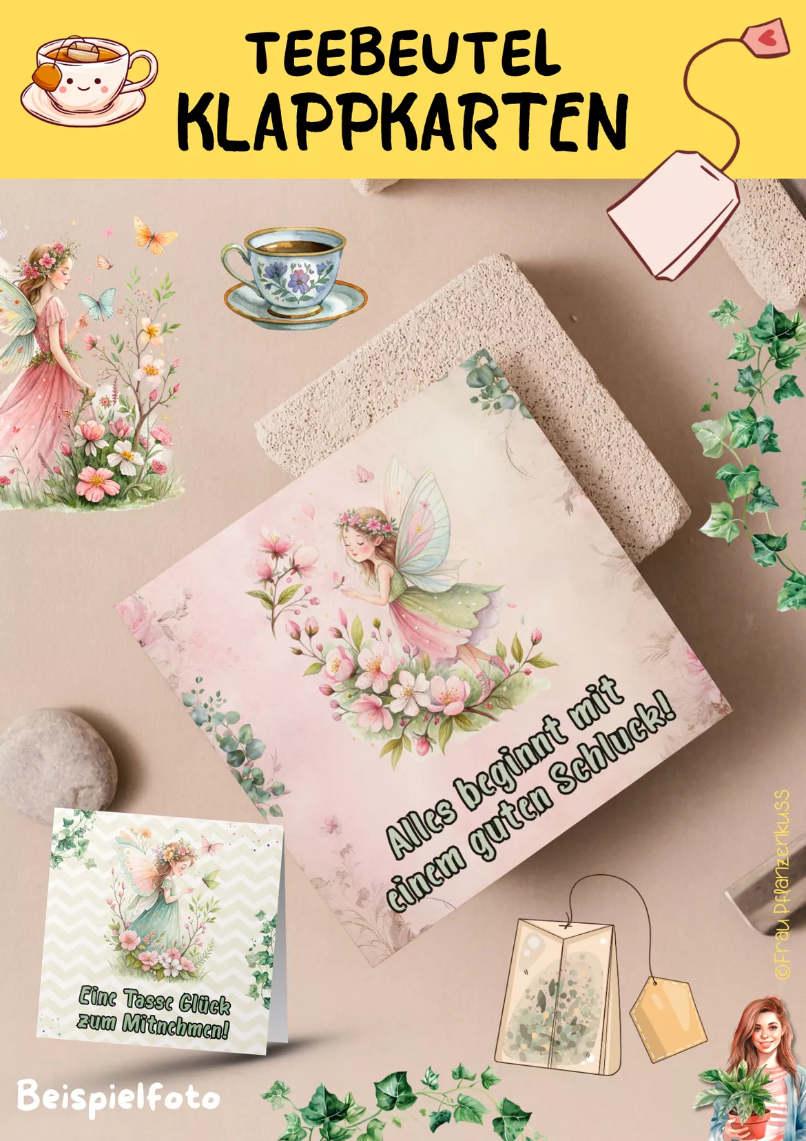 Bild in der Beschreibung des Unterrichtsmaterials Klappkarten mit Sprüche – Feen | Magische Mutmacher | Teebeutel-Geschenk Klasse 2–6 von Frau Pflanzenkuss #2