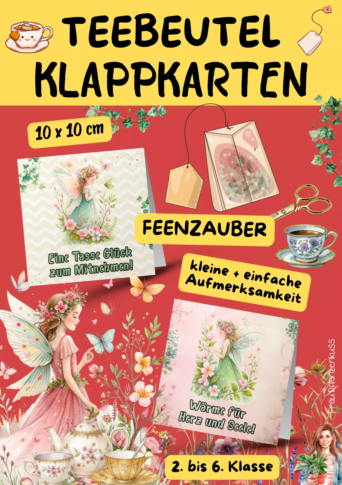 Bild in der Beschreibung des Unterrichtsmaterials Klappkarten mit Sprüche – Feen | Magische Mutmacher | Teebeutel-Geschenk Klasse 2–6 von Frau Pflanzenkuss #3