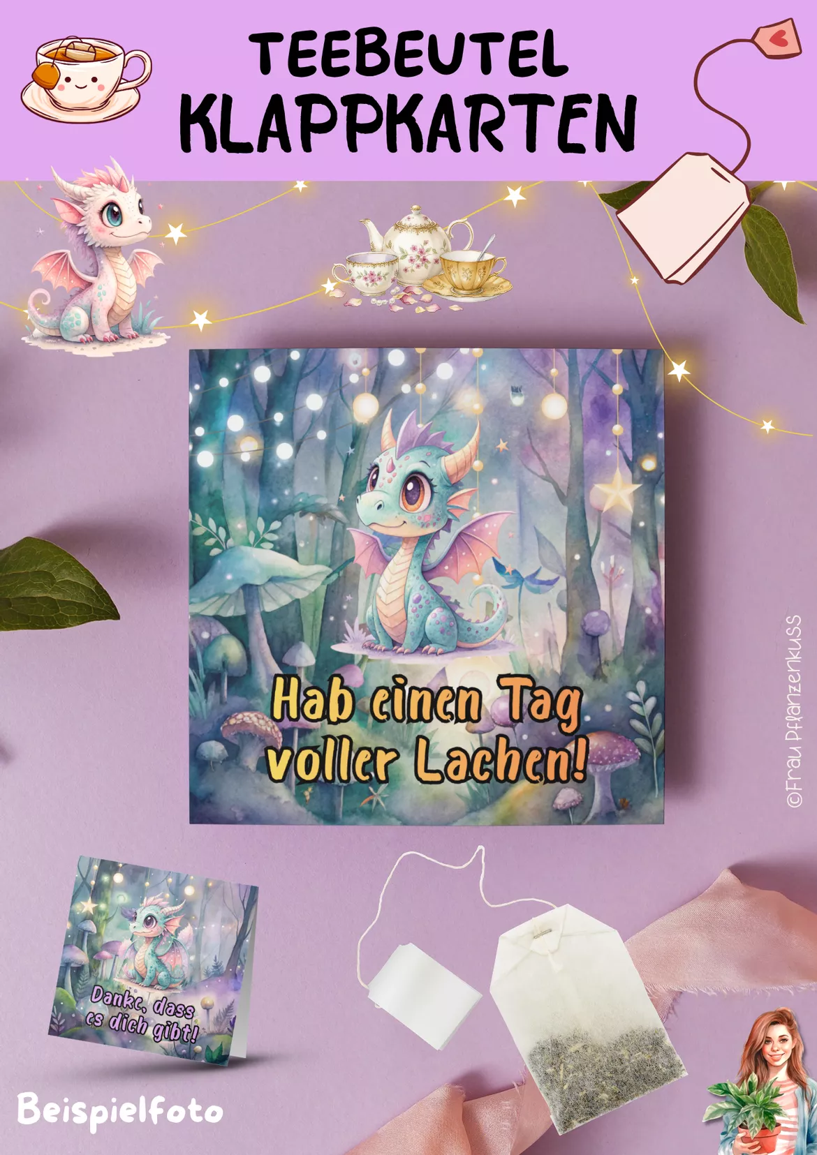 Bild in der Beschreibung des Unterrichtsmaterials Teebeutel Klappkarten mit Sprüchen | Magische Drachen | Klasse 1 bis 6 von Frau Pflanzenkuss #1