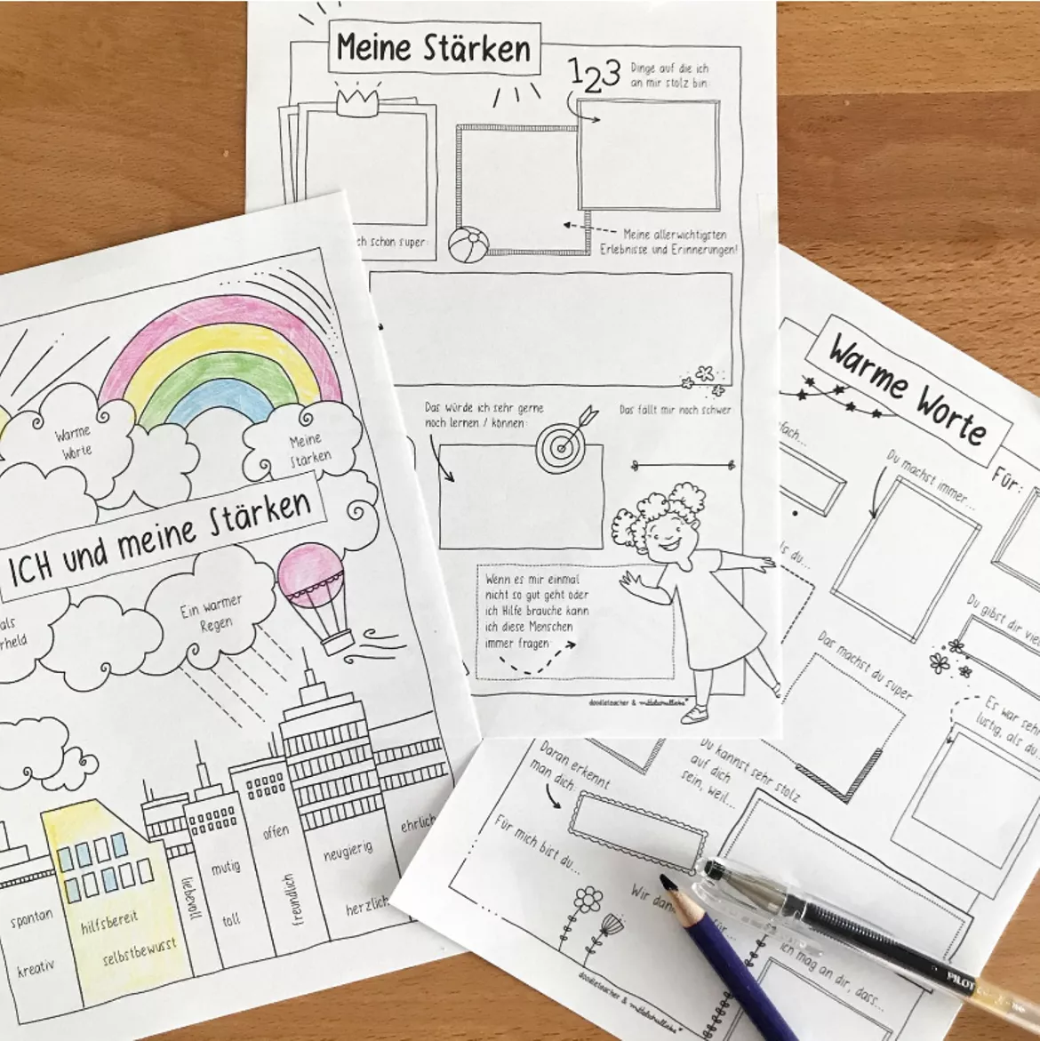 Bild in der Beschreibung des Unterrichtsmaterials Meine Stärken - Sketchnote Portfolio (Paket 2) / Sebstvertrauen auch: Ethik von Doodleteacher #1