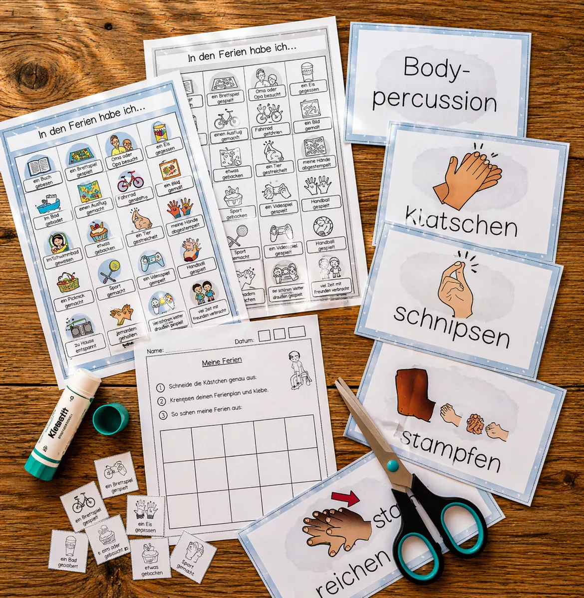 Bild in der Beschreibung des Unterrichtsmaterials Meine Ferien in Bodypercussion (Musik Ferien Grundschule Klasse 1-4) von Fraulein_Lehrerin #1