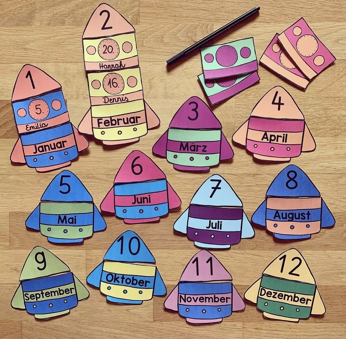 Bild in der Beschreibung des Unterrichtsmaterials Geburtstagskalender Grundschule Raketen – Klassenkalender Weltraum (Klasse 1–4) | Classroom Management & Deko von allerlei_fuer_die_schule #1