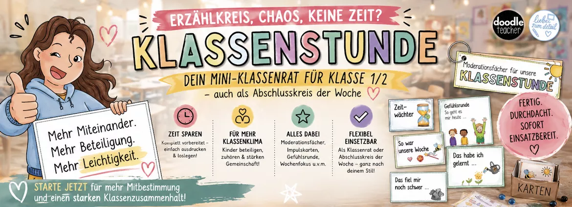 Bild in der Beschreibung des Unterrichtsmaterials Klassenstunde / Abschlusskreis PAKET Kl. 1 /2 – Mini-Klassenrat & Morgenkreis von Doodleteacher #2