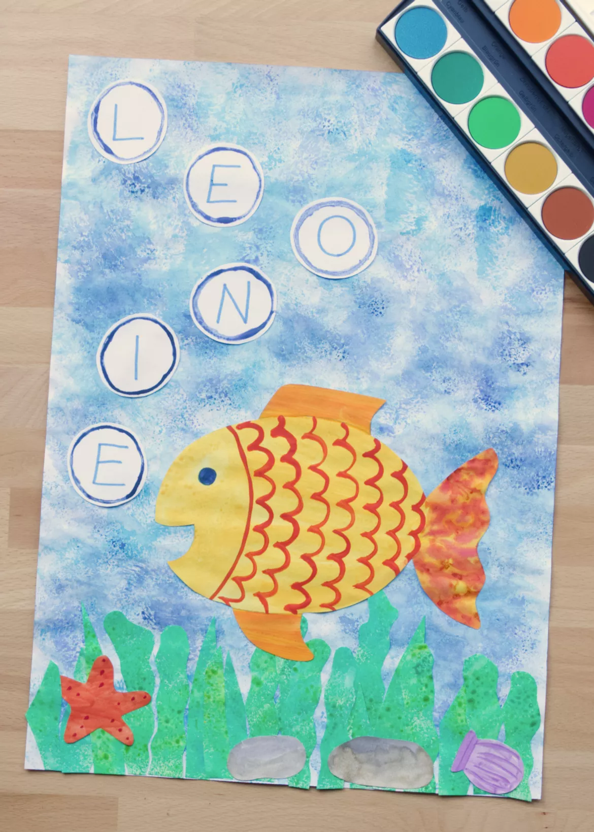 Bild in der Beschreibung des Unterrichtsmaterials Kunst Klasse 1, Mein Fisch mit Namen, Grundschule von Pinselpauker #1