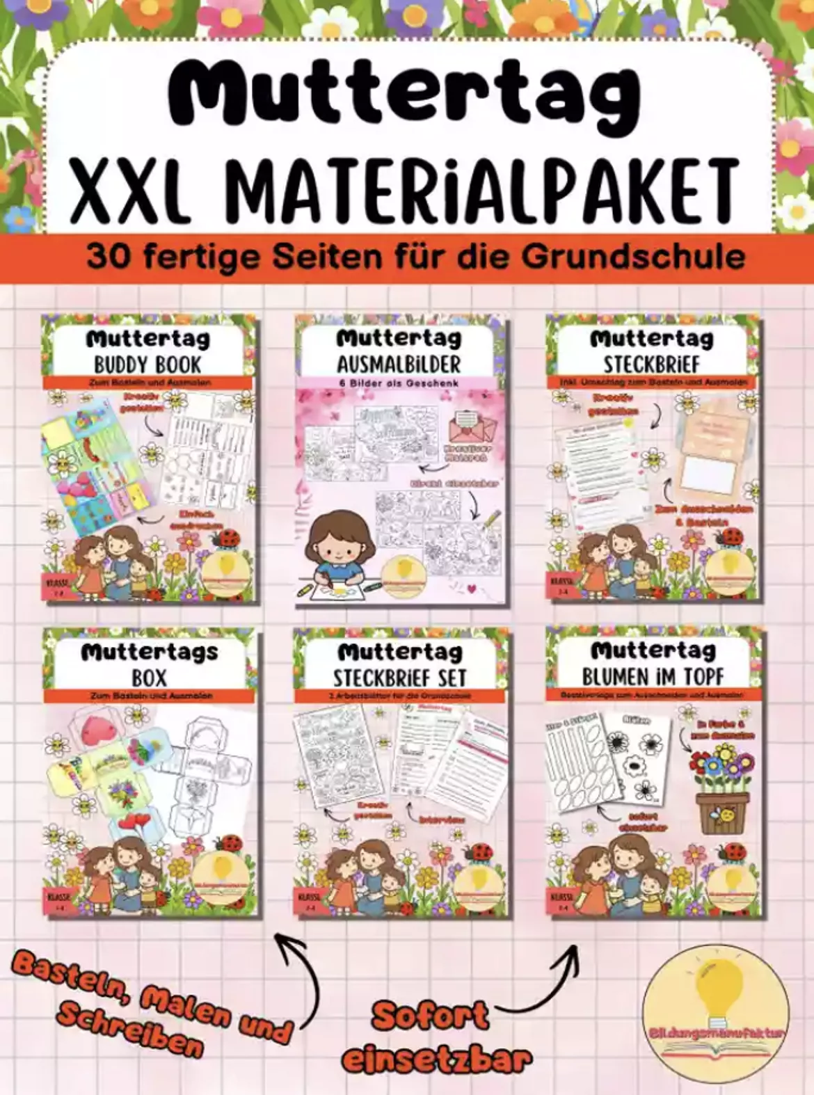 Bild in der Beschreibung des Unterrichtsmaterials Muttertag Blumenstrauß zum Ausfüllen – Freebie Grundschule von Bildungsmanufaktur #1