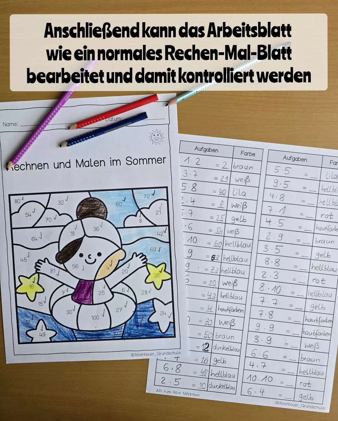 Bild in der Beschreibung des Unterrichtsmaterials Einmaleins Rechnen und Malen Aufgaben erfinden von Abenteuer Grundschule #4
