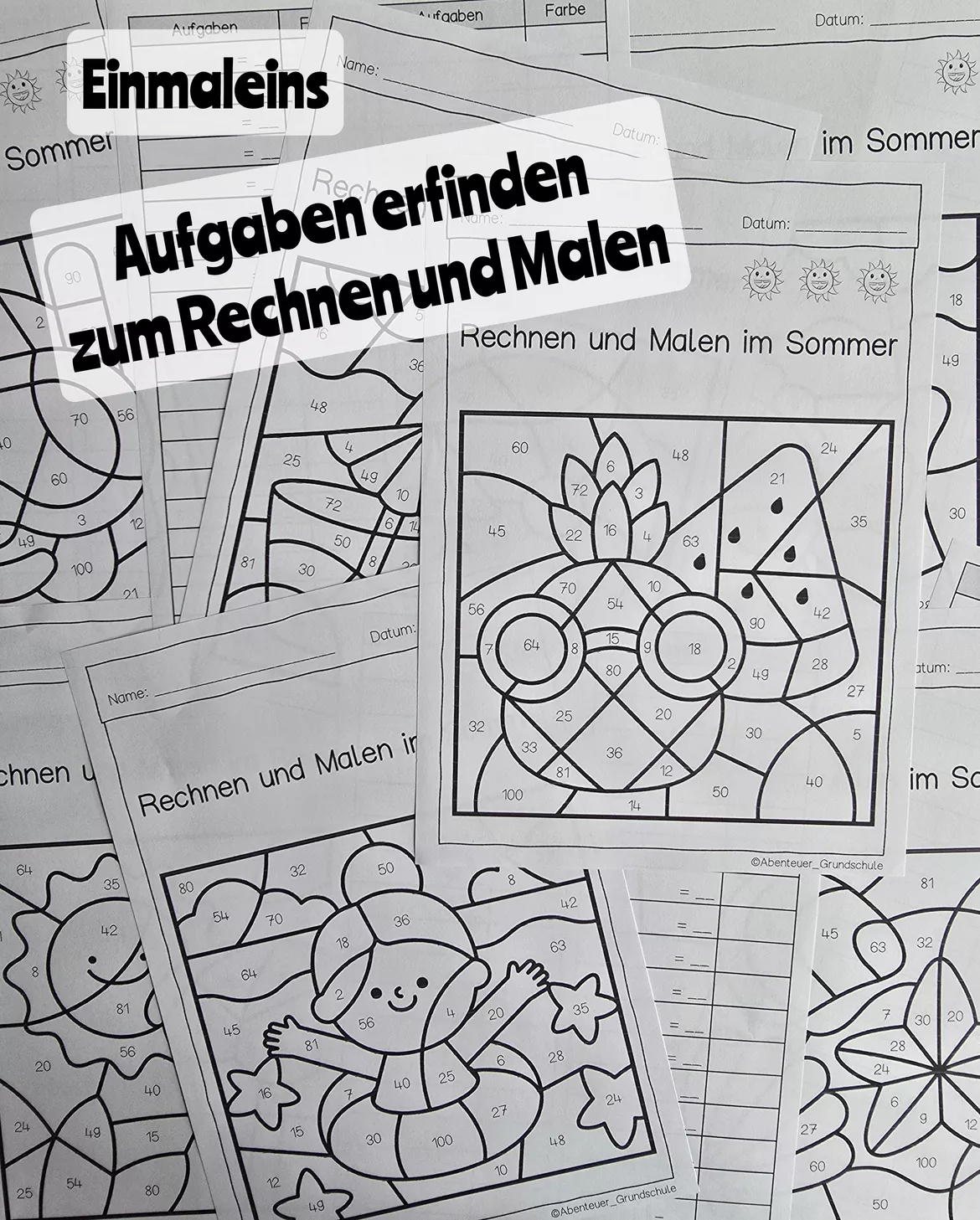 Bild in der Beschreibung des Unterrichtsmaterials Einmaleins Rechnen und Malen Aufgaben erfinden von Abenteuer Grundschule #1