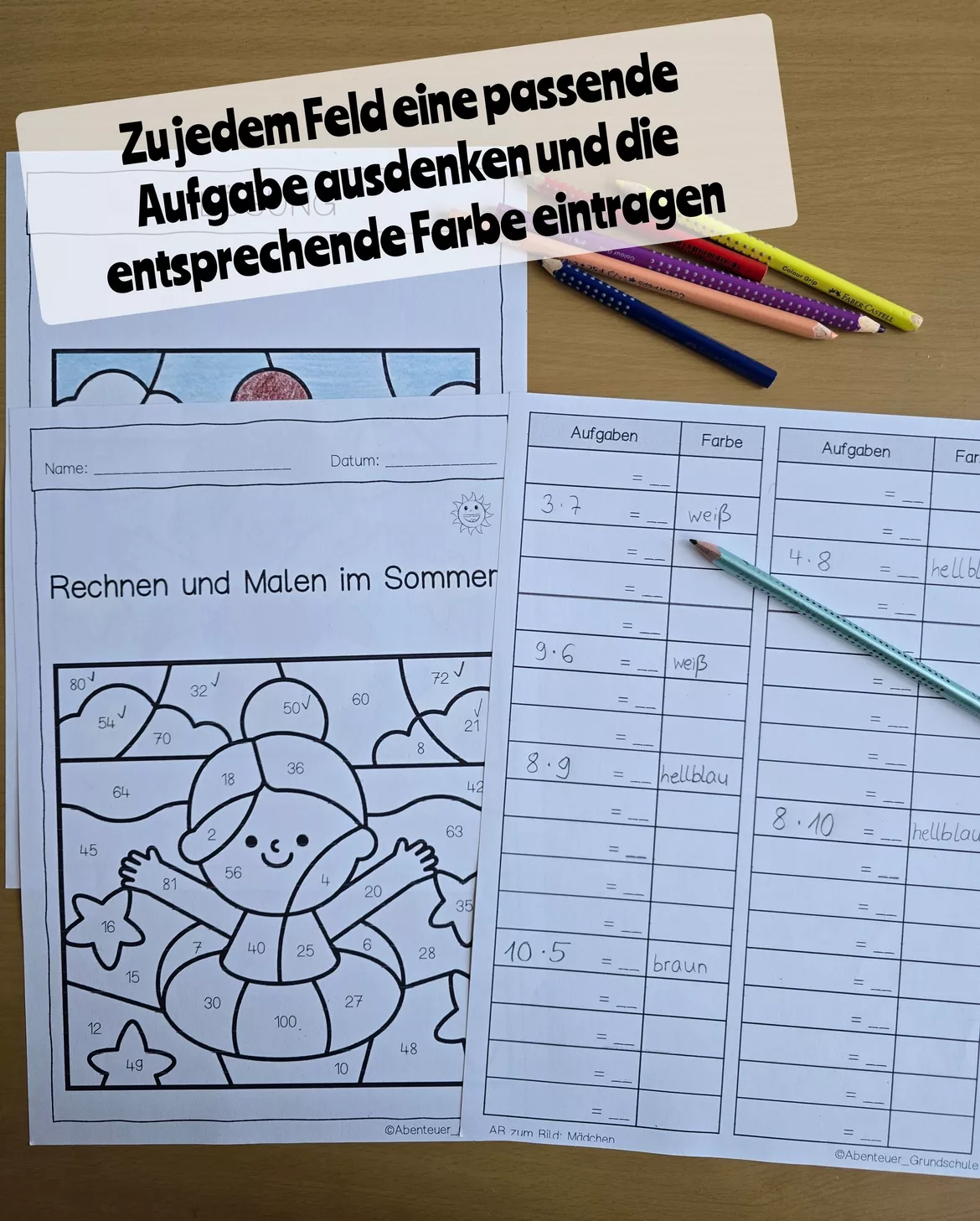 Bild in der Beschreibung des Unterrichtsmaterials Einmaleins Rechnen und Malen Aufgaben erfinden von Abenteuer Grundschule #3