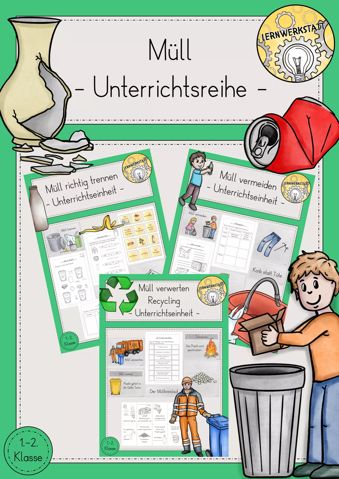 Bild in der Beschreibung des Unterrichtsmaterials Müll Arbeitsblatt kostenlos von Lernwerkstatt - Unterrichtsmaterial für Sachunterricht, Mathe, Deutsch, Kunst und Religion #1