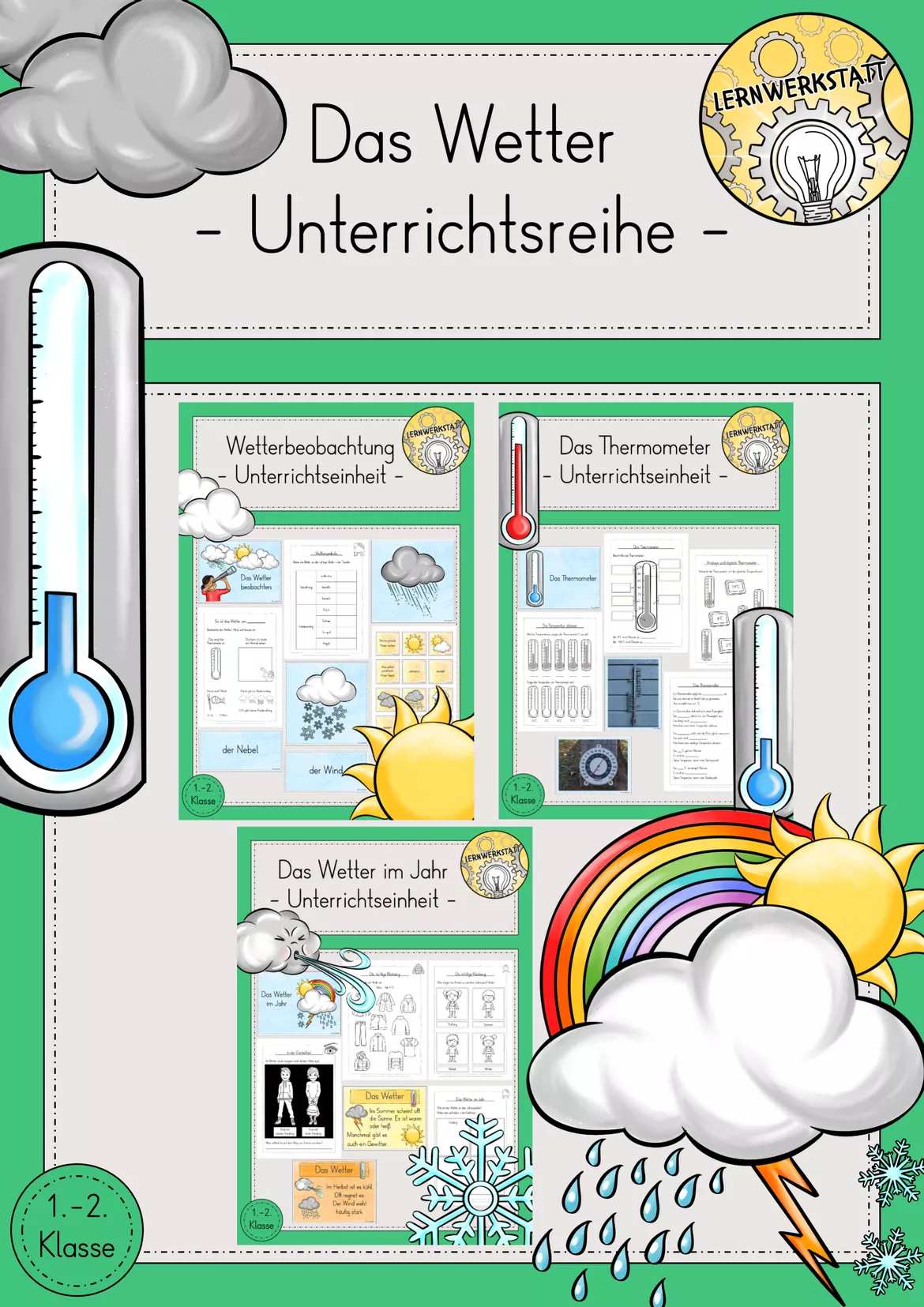 Bild in der Beschreibung des Unterrichtsmaterials Wetter Arbeitsblatt kostenlos von Lernwerkstatt - Unterrichtsmaterial für Sachunterricht, Mathe, Deutsch, Kunst und Religion #1