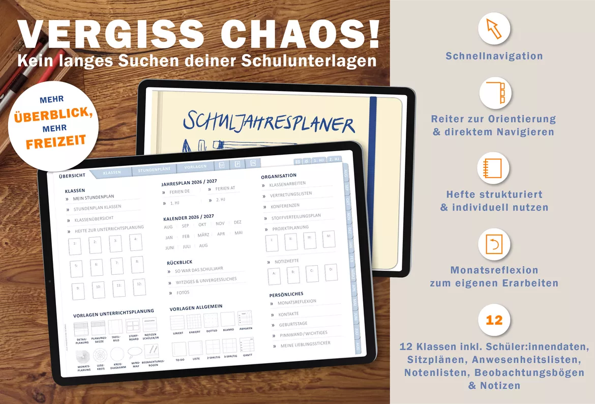 Bild in der Beschreibung des Unterrichtsmaterials Lehrerkalender digital Schuljahr 2026 2027 | interaktives PDF als digitaler Schulplaner von EDG - Eine der Guten Verlag GmbH #1