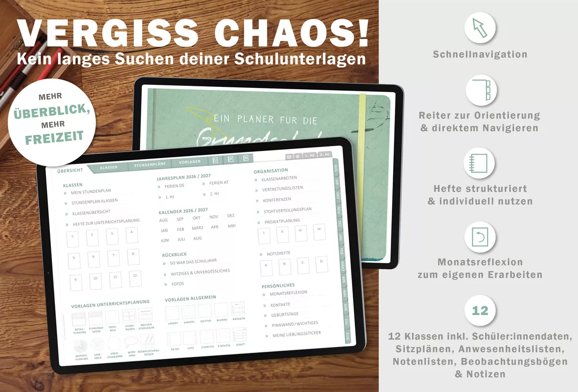 Bild in der Beschreibung des Unterrichtsmaterials Grundschulplaner digital Schuljahr 2026 2027 | interaktives PDF als digitaler Schulplaner von EDG - Eine der Guten Verlag GmbH #1
