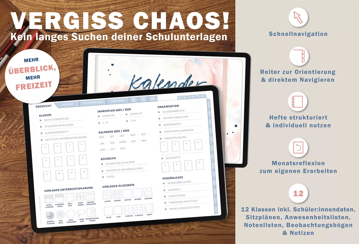 Bild in der Beschreibung des Unterrichtsmaterials Lehrerkalender digital Schuljahr 2026 2027 | interaktives PDF als digitaler Schulplaner von EDG - Eine der Guten Verlag GmbH #1