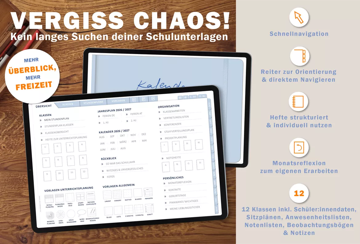 Bild in der Beschreibung des Unterrichtsmaterials Lehrerkalender digital Schuljahr 2026 2027 | interaktives PDF als digitaler Schulplaner von EDG - Eine der Guten Verlag GmbH #1