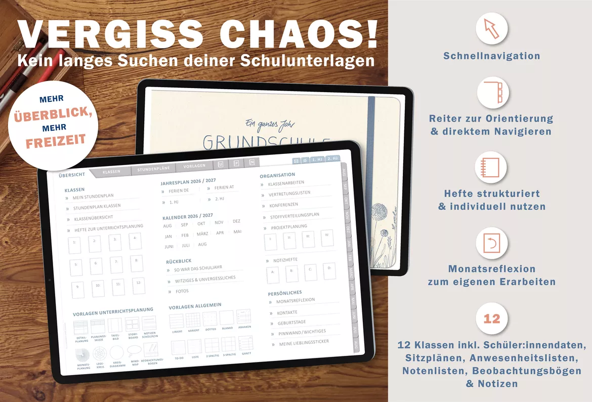 Bild in der Beschreibung des Unterrichtsmaterials Grundschulplaner digital Schuljahr 2026 2027 | interaktives PDF als digitaler Schulplaner von EDG - Eine der Guten Verlag GmbH #1
