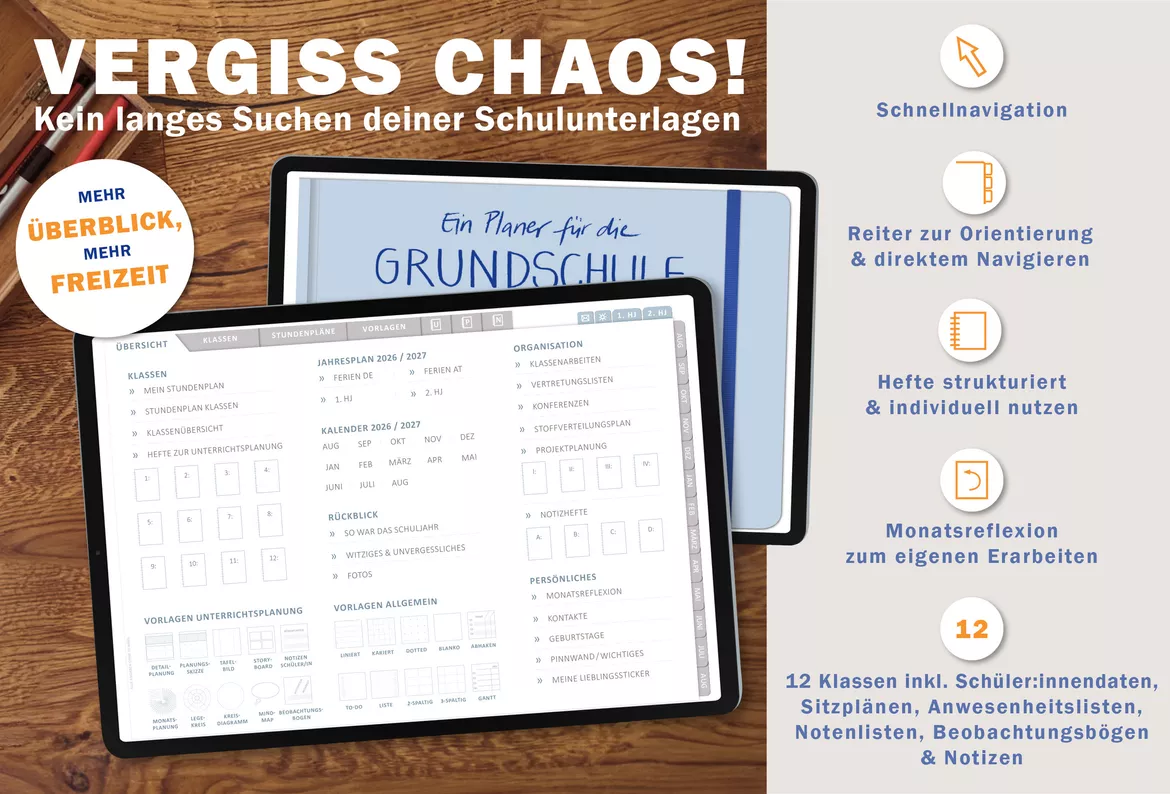 Bild in der Beschreibung des Unterrichtsmaterials Grundschulplaner digital Schuljahr 2026 2027 | interaktives PDF als digitaler Schulplaner von EDG - Eine der Guten Verlag GmbH #1
