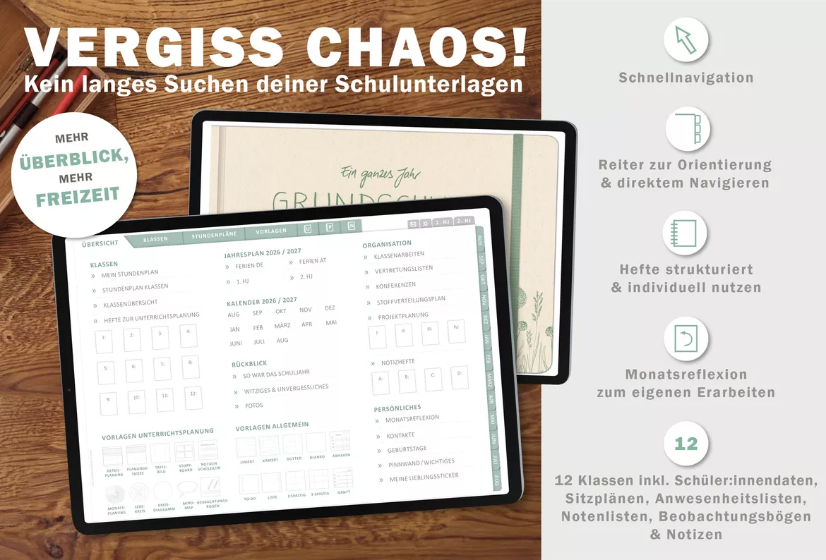 Bild in der Beschreibung des Unterrichtsmaterials Grundschulplaner digital Schuljahr 2026 2027 | interaktives PDF als digitaler Schulplaner von EDG - Eine der Guten Verlag GmbH #1