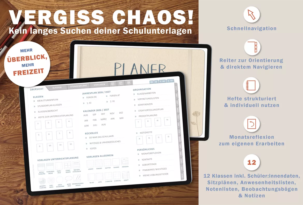 Bild in der Beschreibung des Unterrichtsmaterials Lehrerkalender digital Schuljahr 2026 2027 | interaktives PDF als digitaler Schulplaner von EDG - Eine der Guten Verlag GmbH #1