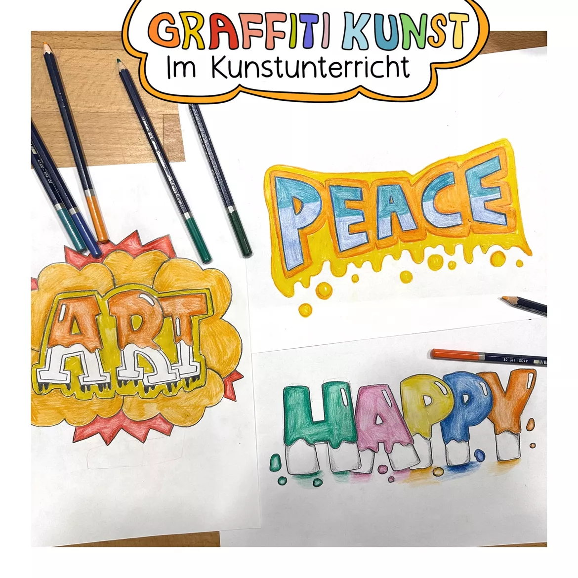 Bild in der Beschreibung des Unterrichtsmaterials Graffiti im Kunstunterricht, Kunst in der Sek 1, Klasse 6, Klasse 7, Klasse 8, Kunst Zeichnen von Kreativ-Schwestern #1