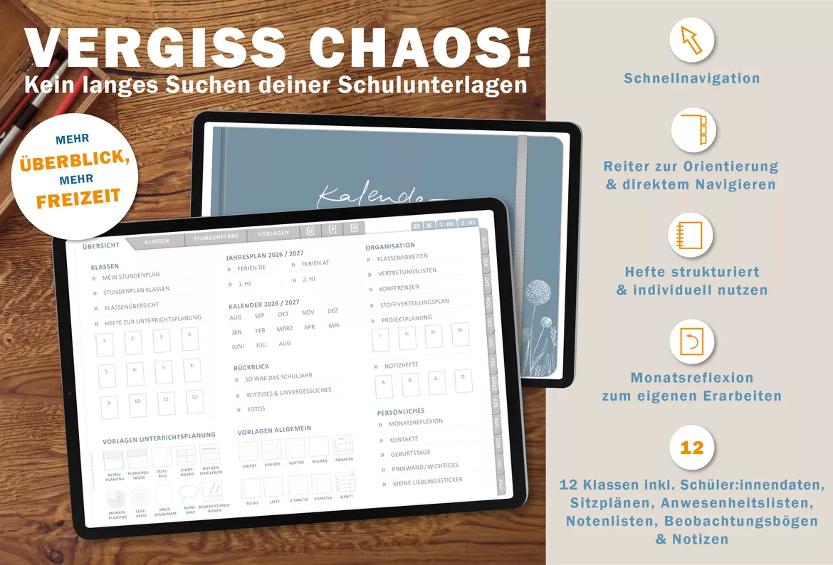 Bild in der Beschreibung des Unterrichtsmaterials Lehrerkalender digital Schuljahr 2026 2027 | interaktives PDF als digitaler Schulplaner von EDG - Eine der Guten Verlag GmbH #1