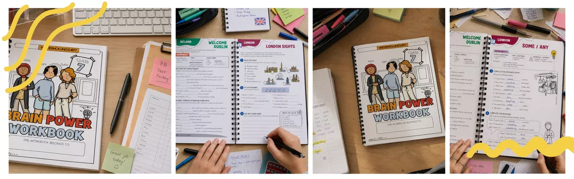 Bild in der Beschreibung des Unterrichtsmaterials Englisch Wiederholungsheft | 7. Klasse | 16 Arbeitsblätter | workbook mit Lösungen von ms.doubtfire #1