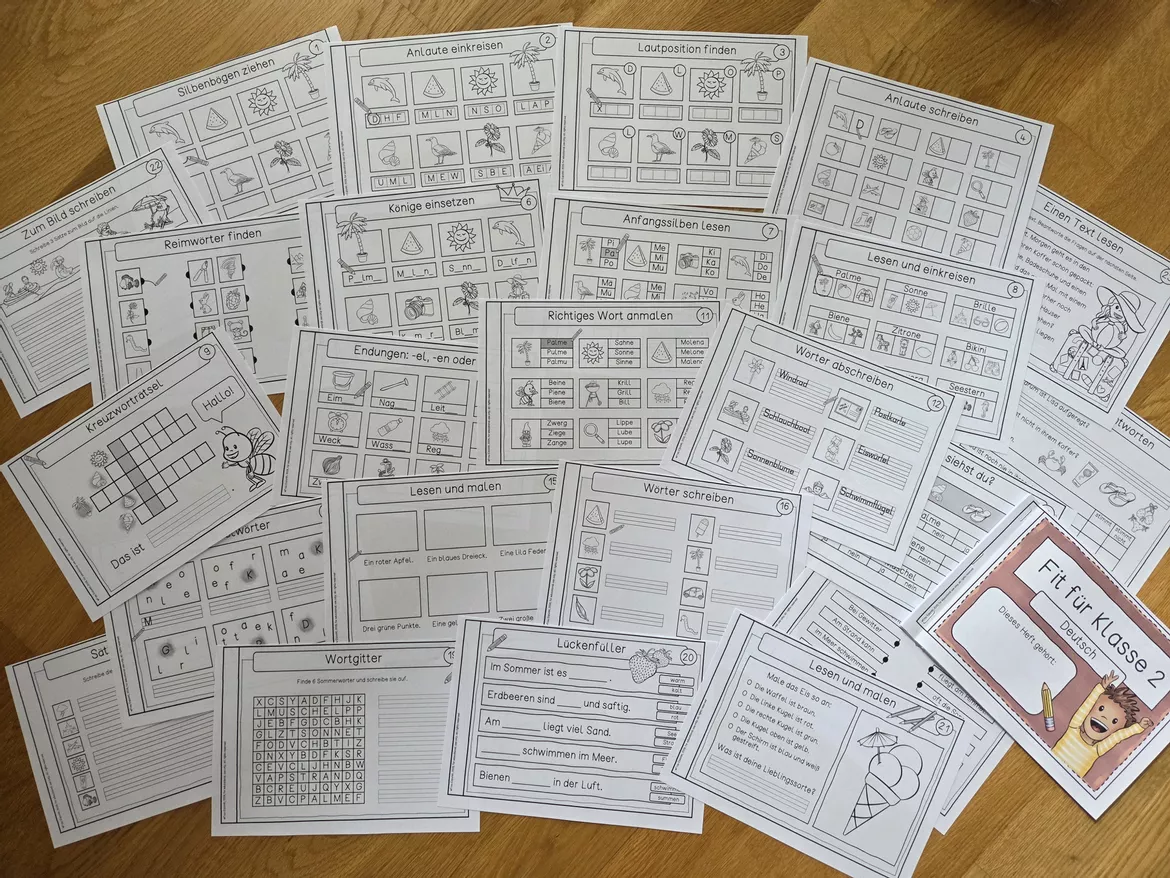 Bild in der Beschreibung des Unterrichtsmaterials Fit für Klasse 2 - Deutsch (Wiederholung Klasse 1) von Frau Espunkt #1