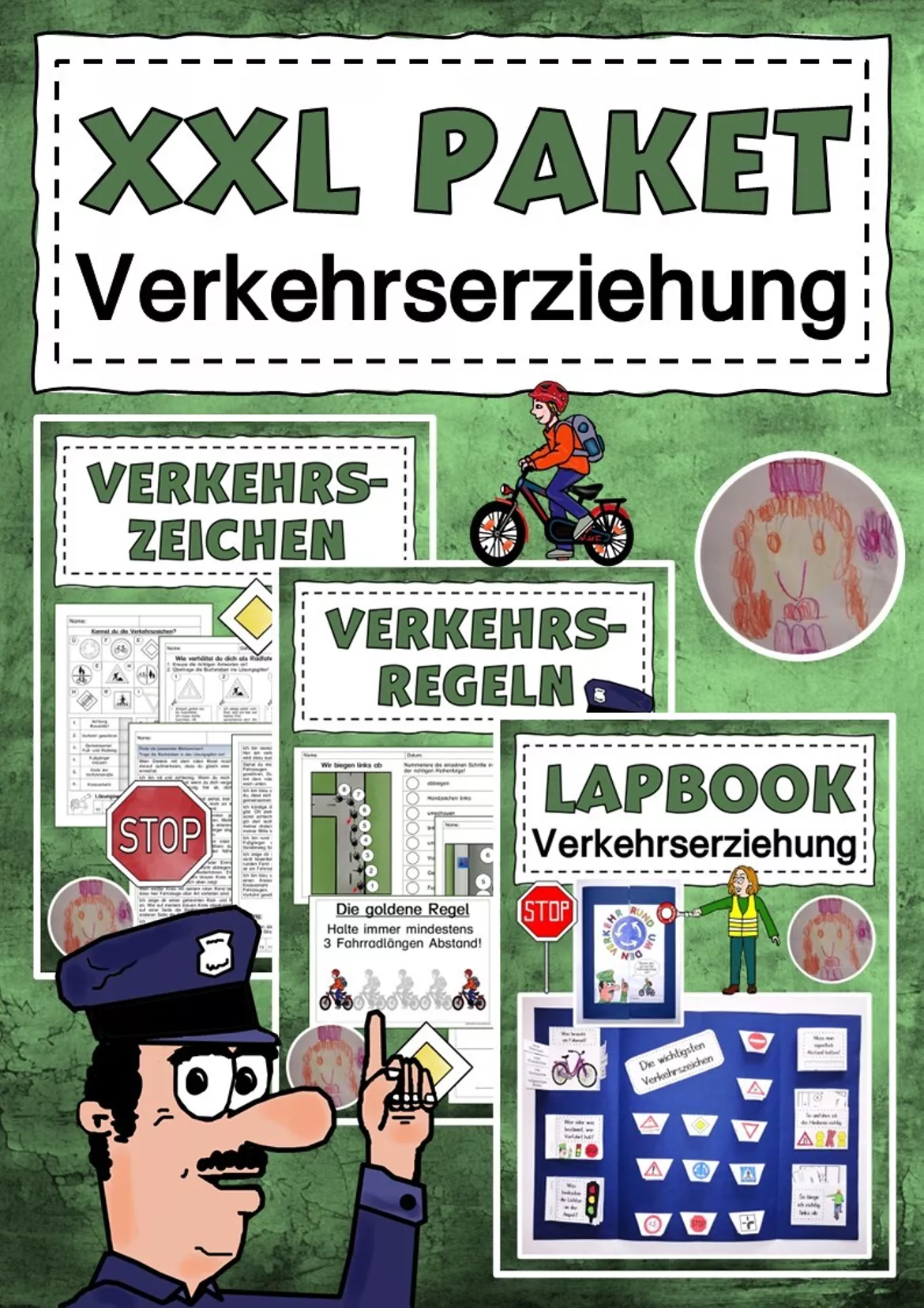 Bild in der Beschreibung des Unterrichtsmaterials Verkehrserziehung Lapbook Fahrradprüfung von Abenteuer Grundschule #1