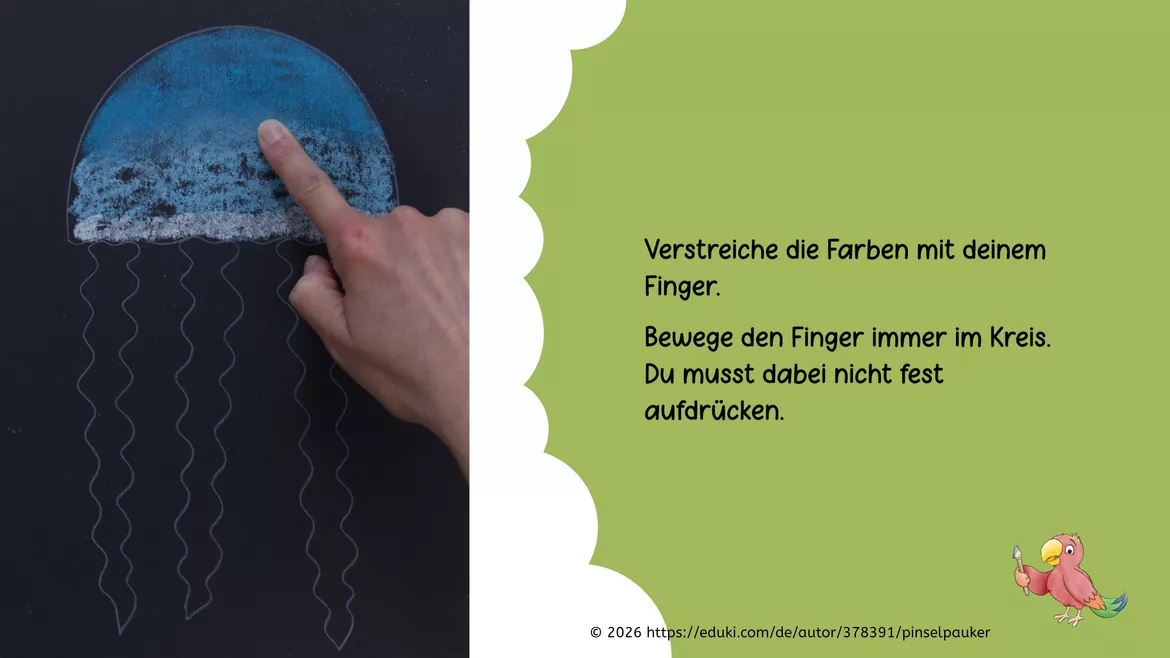 Bild in der Beschreibung des Unterrichtsmaterials Kunst Tiere, Male eine bunte Qualle, Grundschule von Pinselpauker #3