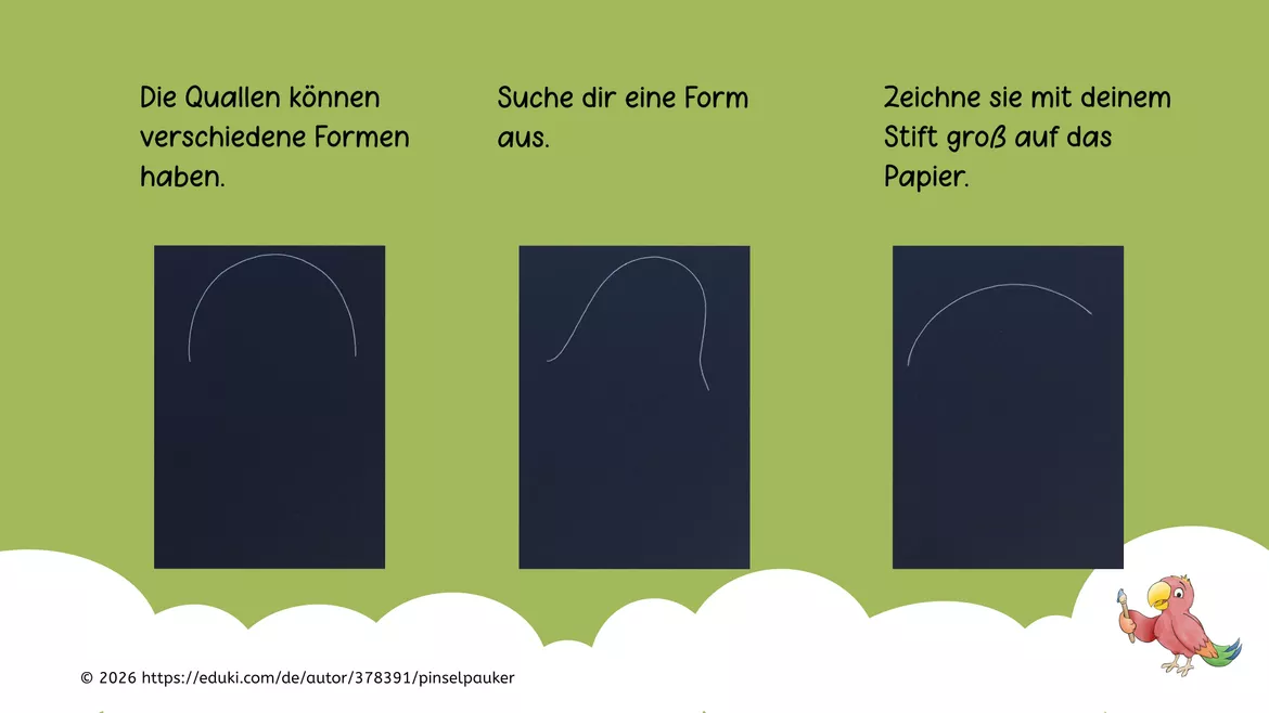 Bild in der Beschreibung des Unterrichtsmaterials Kunst Tiere, Male eine bunte Qualle, Grundschule von Pinselpauker #2