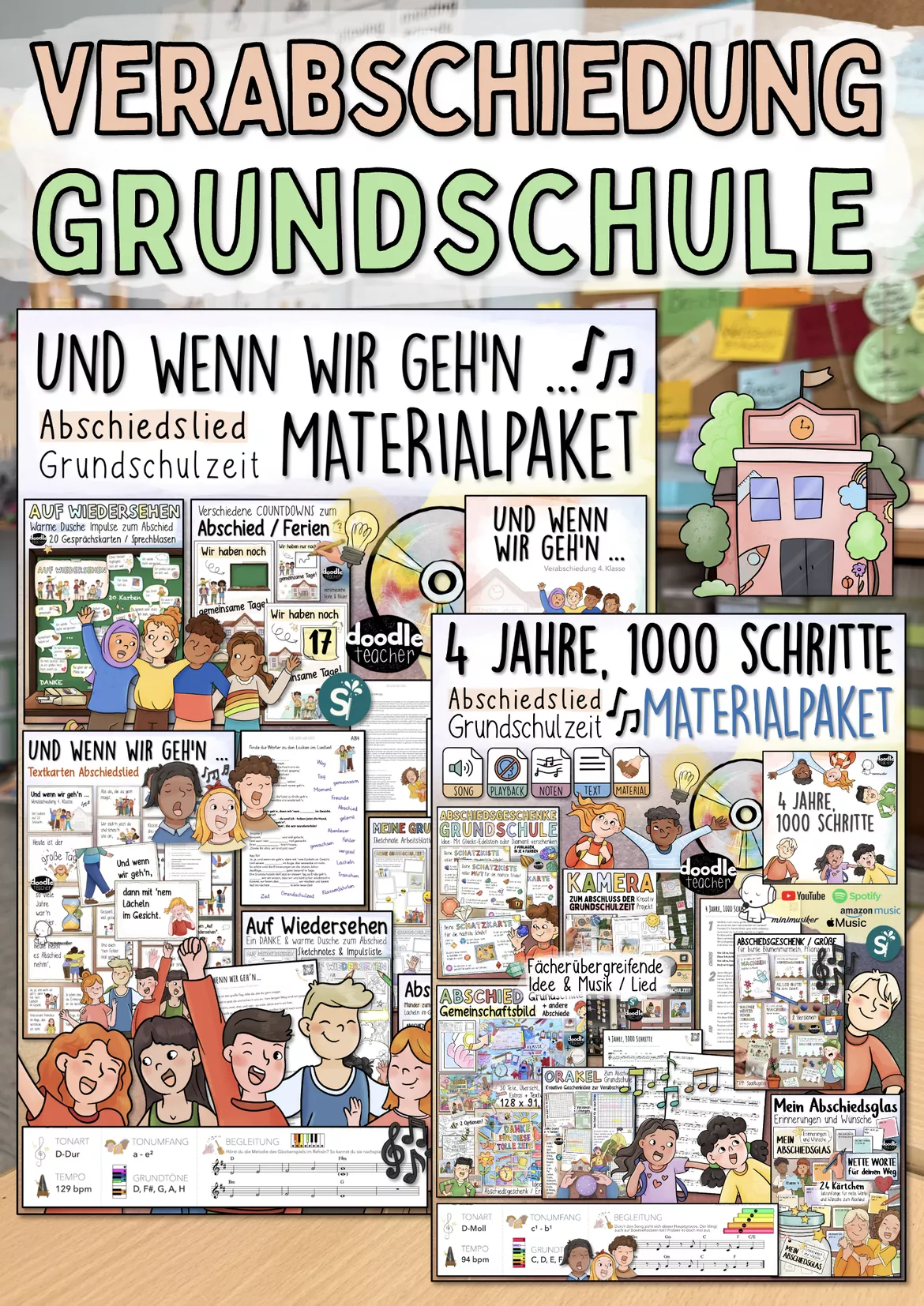 Bild in der Beschreibung des Unterrichtsmaterials Abschiedslied Grundschule – Lied „4 Jahre, 1000 Schritte“ + kreative Materialien von Doodleteacher #1