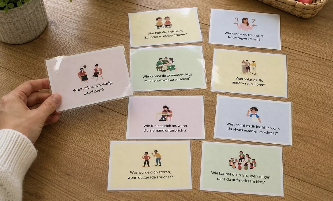 Bild in der Beschreibung des Unterrichtsmaterials Reflexionskarten „Zuhören & Verstehen“ – Kommunikationskompetenz fördern / Classroom Management / Gesprächskarten von Miss EnDe #1