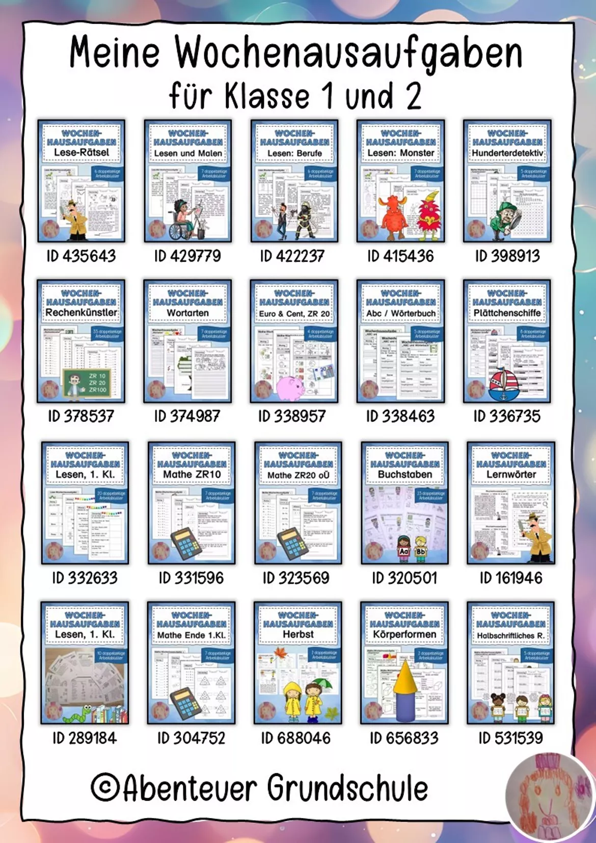 Bild in der Beschreibung des Unterrichtsmaterials Wochenhausaufgabe Mathe Klasse 1 2 von Abenteuer Grundschule #1