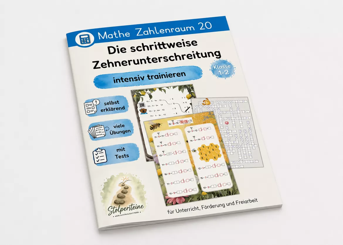 Bild in der Beschreibung des Unterrichtsmaterials Die schrittweise Zehnerunterschreitung intensiv trainieren von Stolpersteine #10