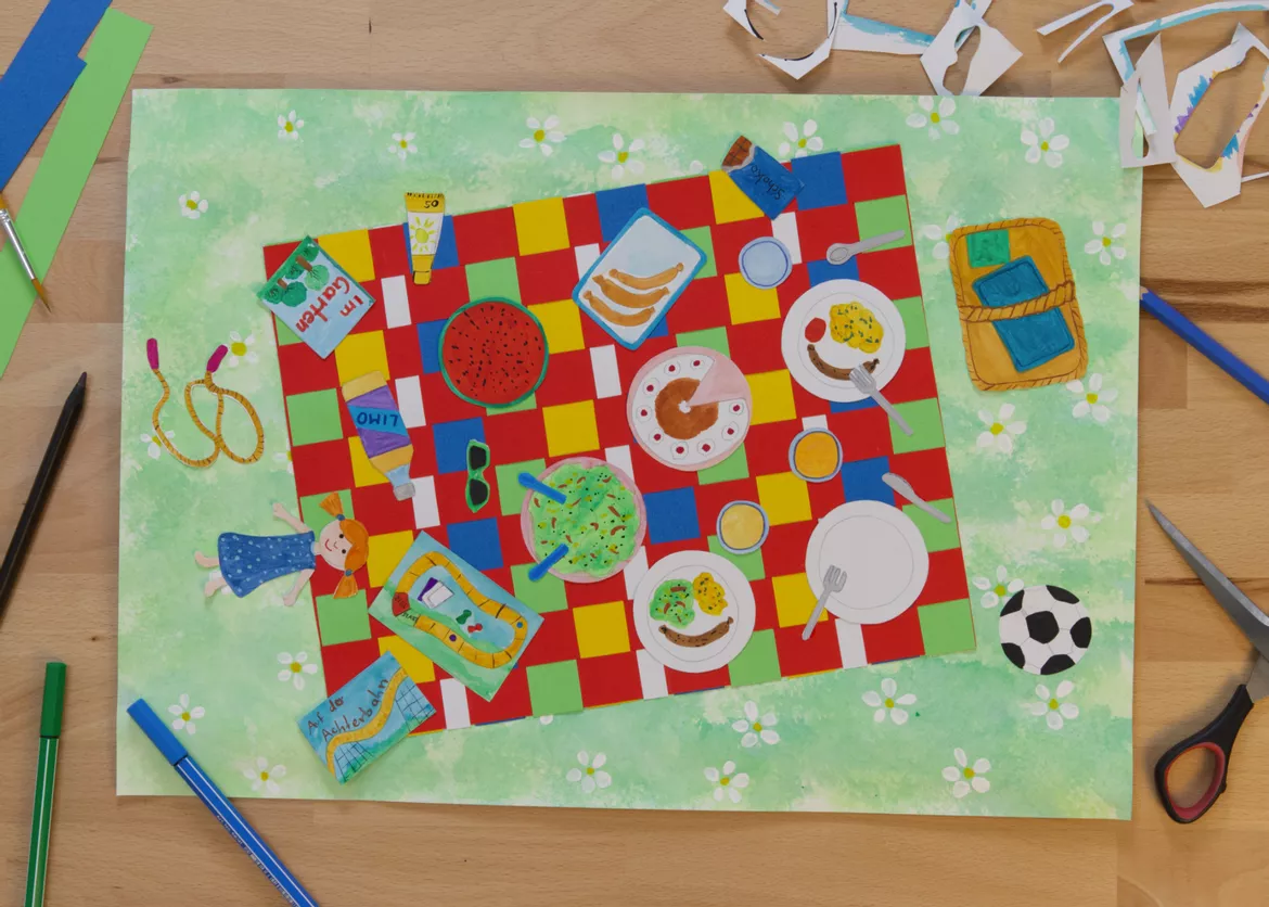 Bild in der Beschreibung des Unterrichtsmaterials Kunst Sommer, Wir machen ein Picknick, Grundschule von Pinselpauker #1