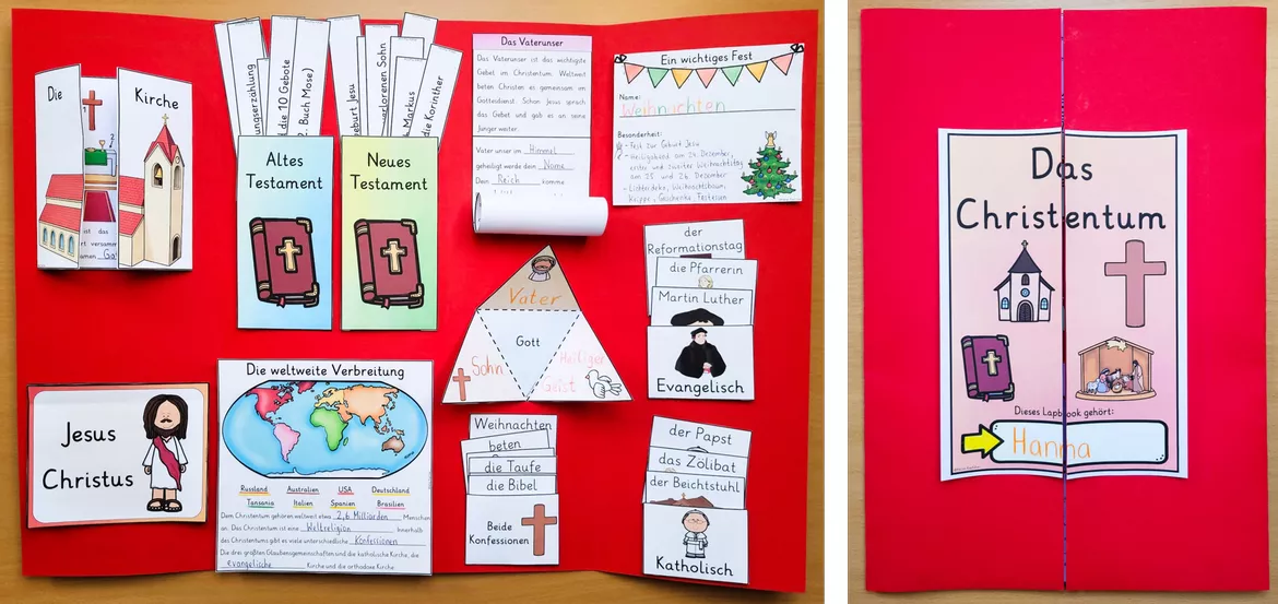 Bild in der Beschreibung des Unterrichtsmaterials Christentum Lapbook Klasse 3 bis 6 - Weltreligionen Religion Ethik von Helles Köpfchen #1