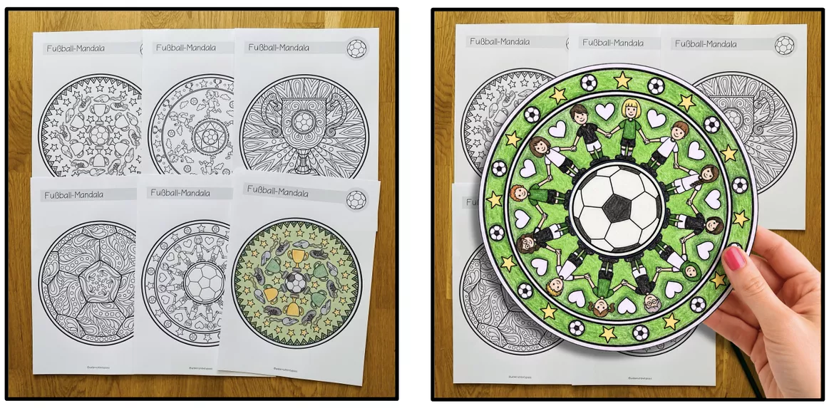Bild in der Beschreibung des Unterrichtsmaterials Fußball – Mandalas & Ausmalbilder | 5 Malvorlagen für Unterricht & Freiarbeit von Unterrichtmitspass #2