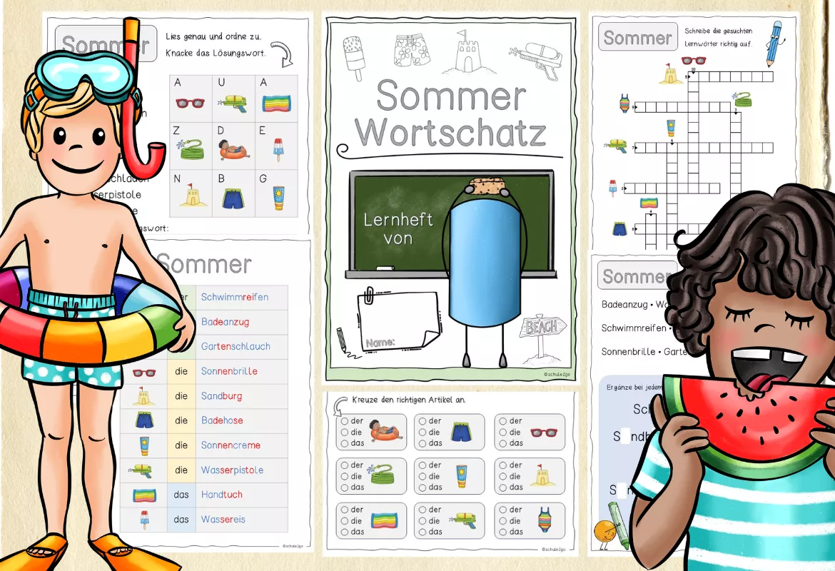 Bild in der Beschreibung des Unterrichtsmaterials SOMMER / Wortschatz / Lernheft (DaZ) von Schule2go #1