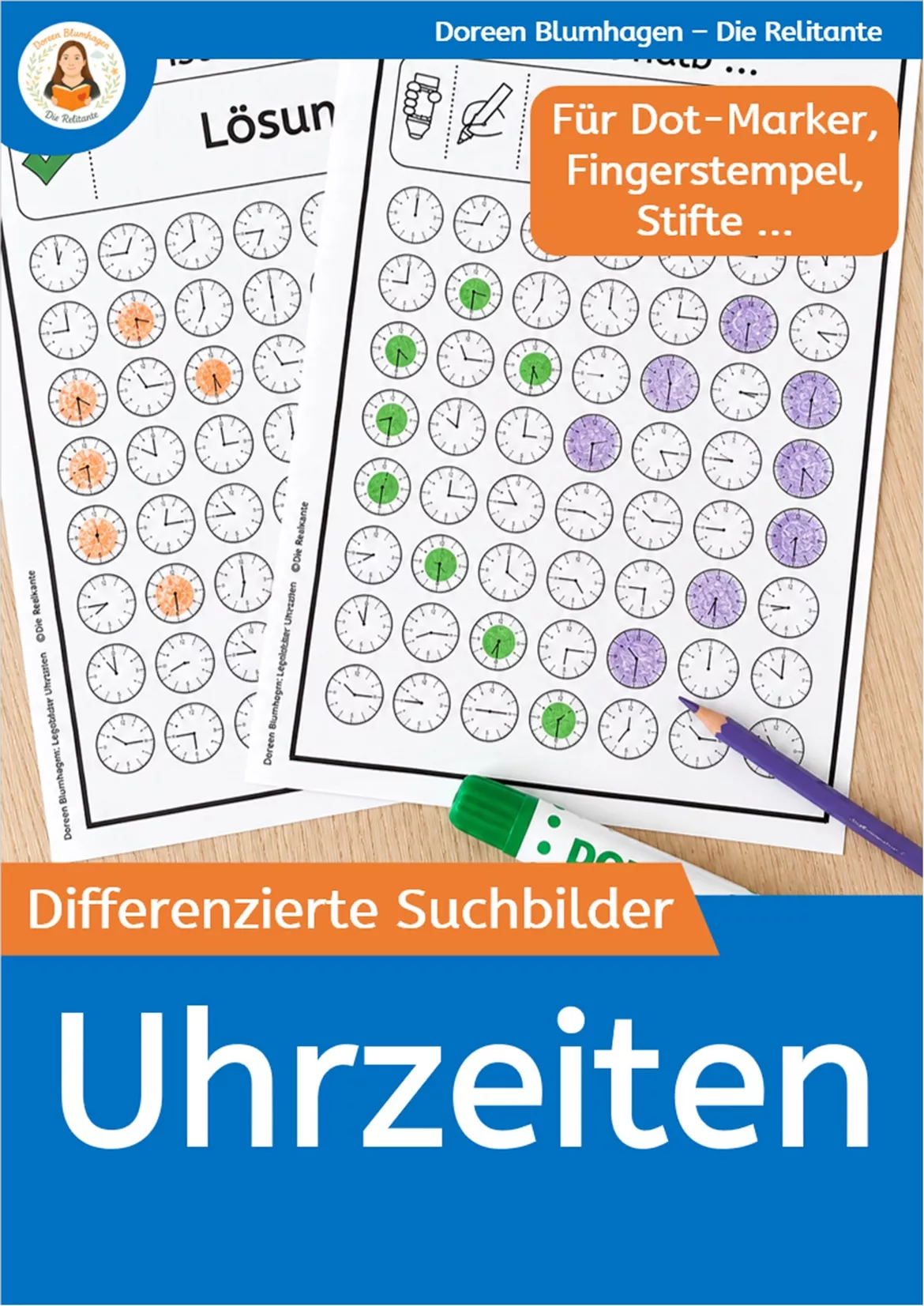 Bild in der Beschreibung des Unterrichtsmaterials Uhrzeiten legen mit Muggelsteinen, Knöpfen & Legescheiben von DieRelitante #2