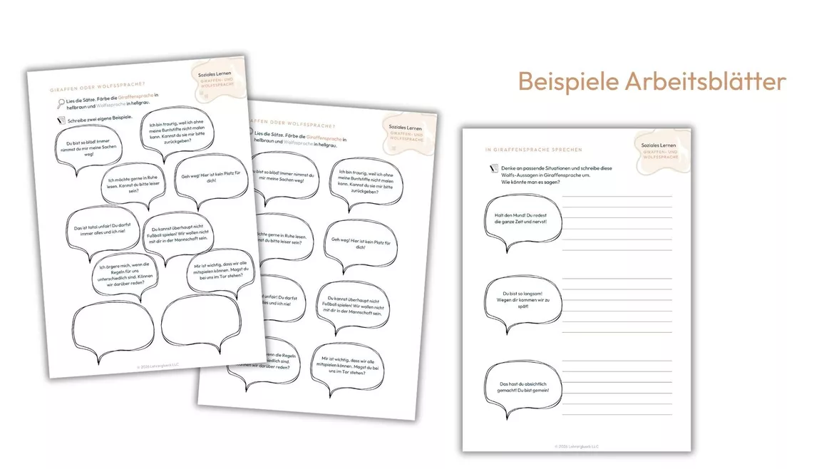 Bild in der Beschreibung des Unterrichtsmaterials Giraffen- und Wolfssprache Klasse 1-6_Materialpaket von Lehrerglück #4