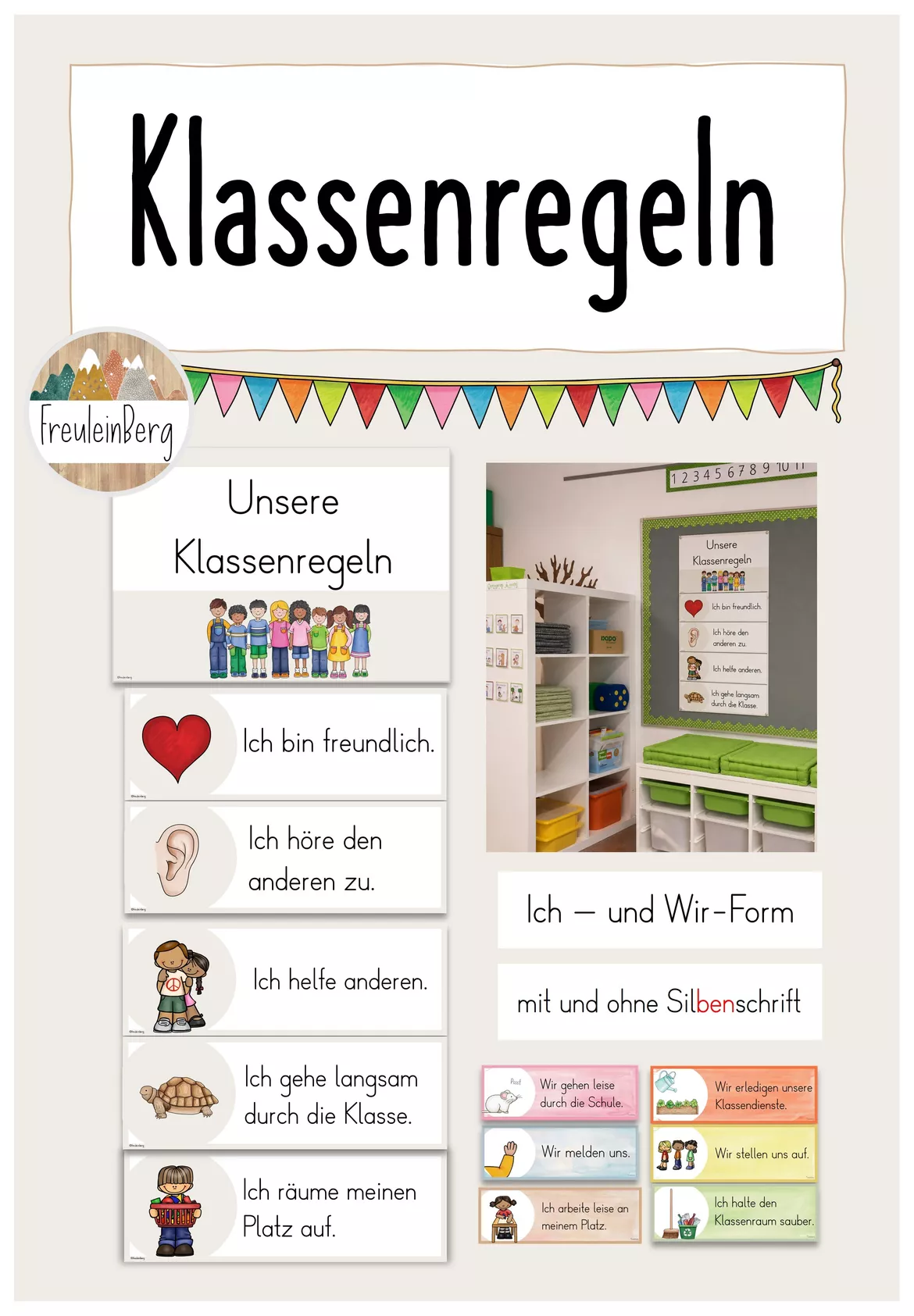 Bild in der Beschreibung des Unterrichtsmaterials Klassenregeln (Ich- und Wir-Form + Silbenschrift) von FreuleinBerg #1