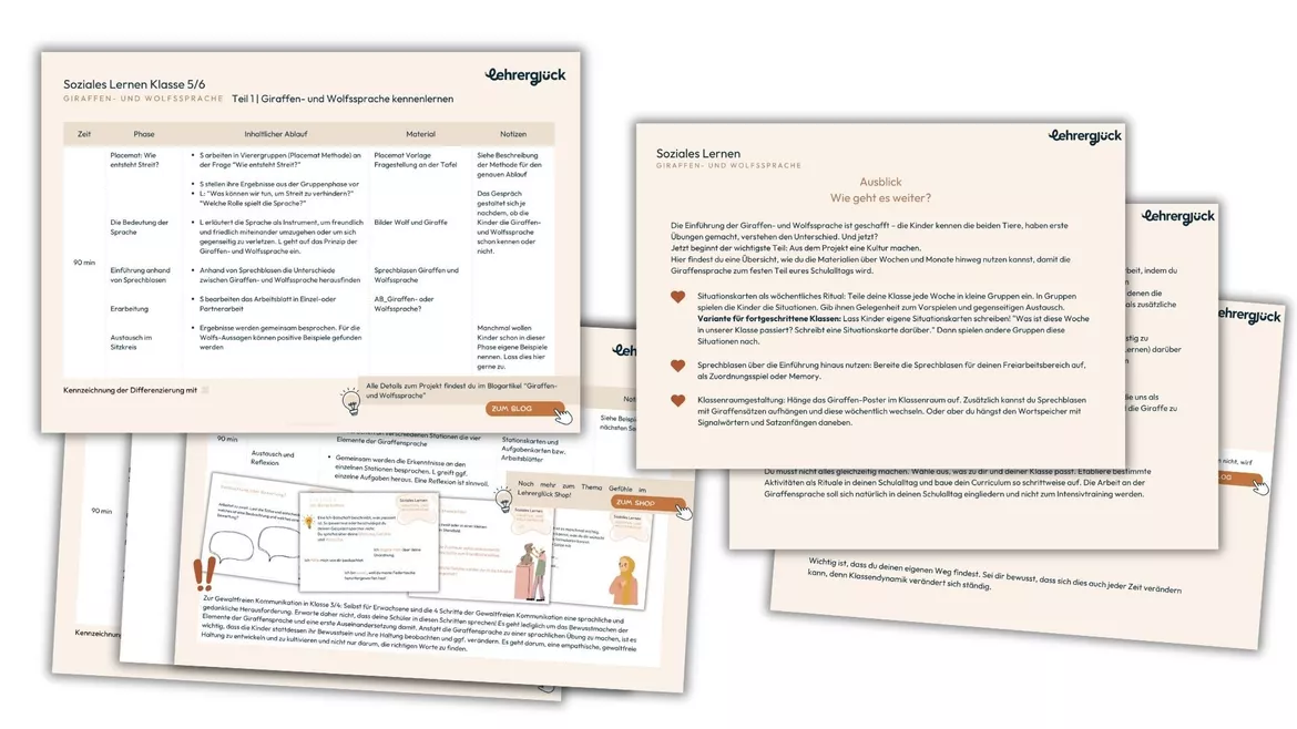 Bild in der Beschreibung des Unterrichtsmaterials Giraffen- und Wolfssprache Klasse 1-6_Materialpaket von Lehrerglück #1