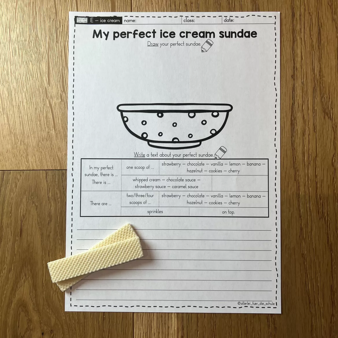 Bild in der Beschreibung des Unterrichtsmaterials Ice cream - Arbeitsmaterialien mit Dialog | Englisch Grundschule (Klasse 3–4) von allerlei_fuer_die_schule #2