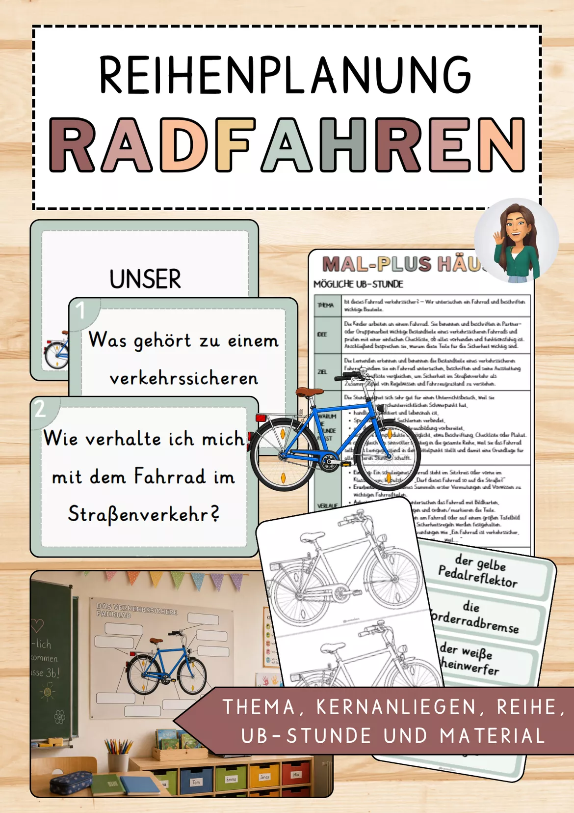 Bild in der Beschreibung des Unterrichtsmaterials Materialpaket: Radfahren / Verkehrserziehung - Unterrichtsreihe, UB-Stunde und Material zum Fahrrad von CarosClass #2