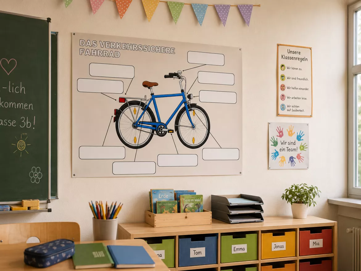 Bild in der Beschreibung des Unterrichtsmaterials Materialpaket: Radfahren / Verkehrserziehung - Unterrichtsreihe, UB-Stunde und Material zum Fahrrad von CarosClass #1