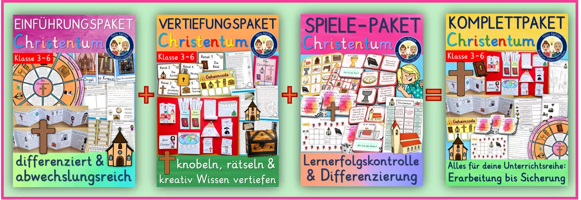 Bild in der Beschreibung des Unterrichtsmaterials Christentum Grundschule Klasse 3-6 LEPORELLO Weltreligionen von Helles Köpfchen #4