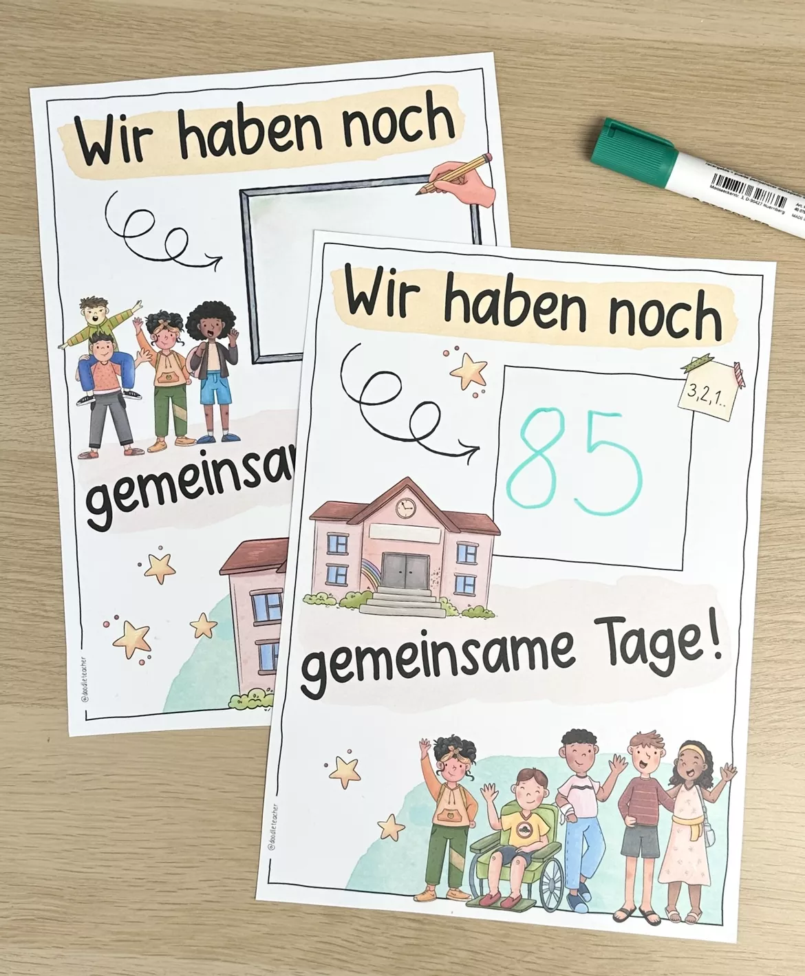 Bild in der Beschreibung des Unterrichtsmaterials Abschied / Schuljahresende Countdown + Sommerferien / Verabschieden von Doodleteacher #2